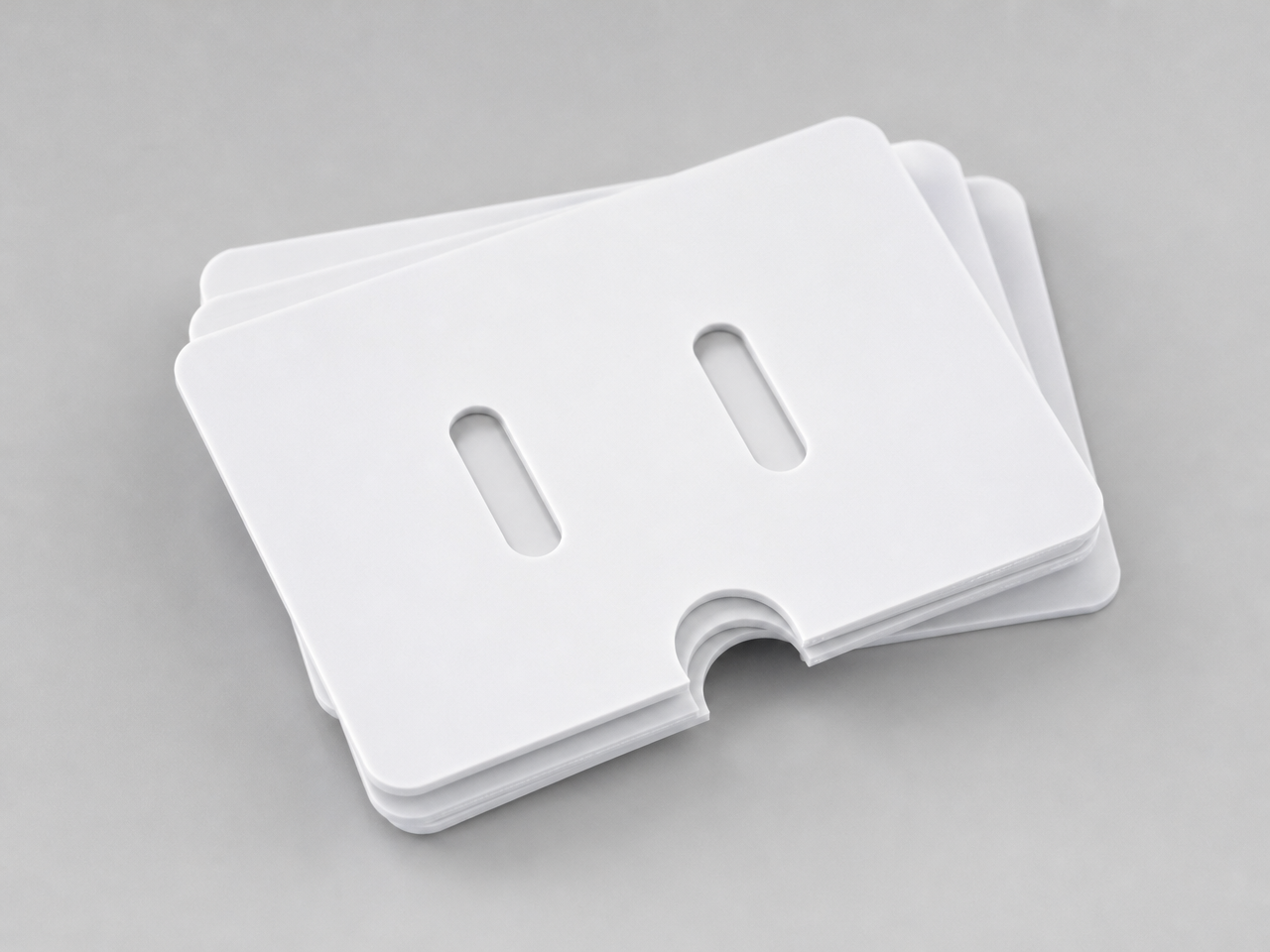 Die-Cut Packaging Support Card — 150 x 100 mm format